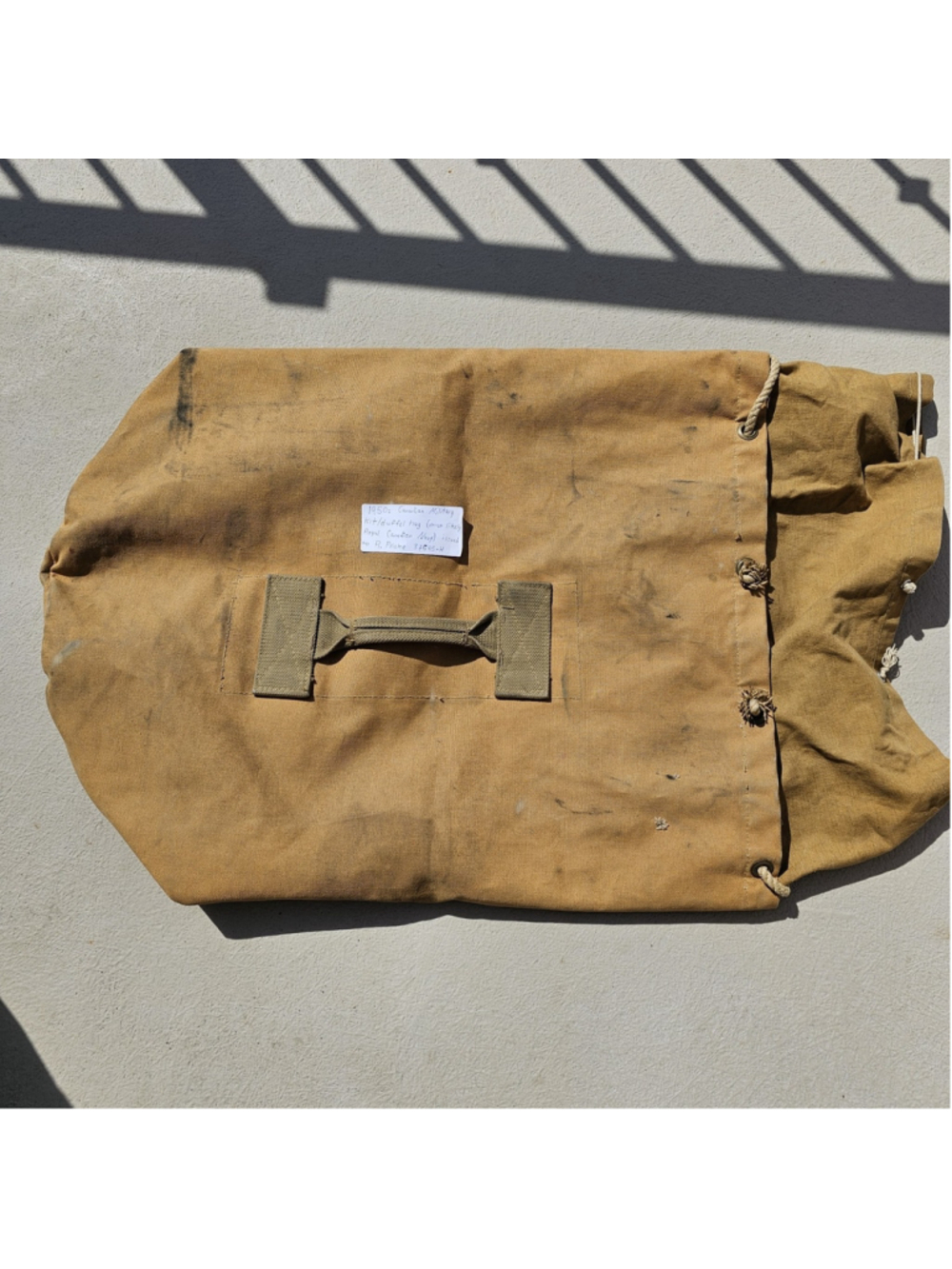 Vintage 1950s Canadian Military Duffel Kit Bag RCN Navy Named Canvas Sea Bag